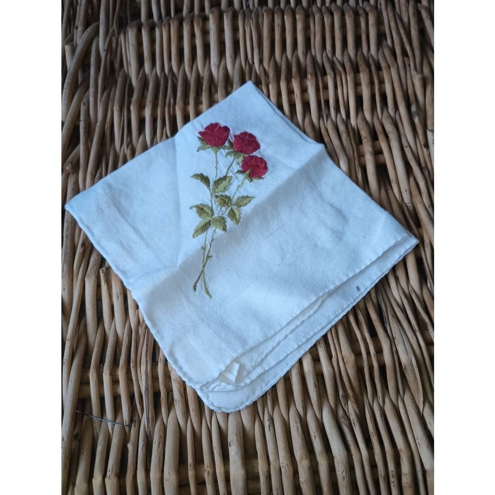 Vintage Red roses handkerchief